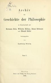 Cover of: Archiv für Geschichte der Philosophie. by 