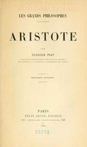 Cover of: Aristote. by Clodius Piat