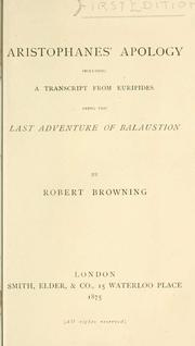 Cover of: Aristophanes' apology by Robert Browning