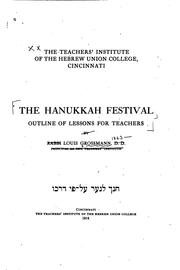 Cover of: The Hanukkah Festival: Outline of Lessons for Teachers