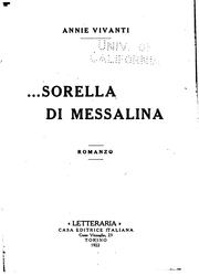 Cover of: Sorella di Messalina by Annie Vivanti
