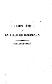Cover of: Catalogue des livres composant la Bibliothèque de la ville de Bordeaux