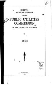 Cover of: Annual Report of the Public Utilities Commission of the District of Columbia by Public Utilities Commission of the District of Columbia