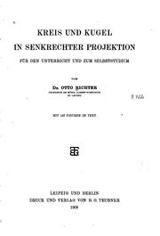 Cover of: Kreis und Kugel in senkrechter Projektion: Für den Unterricht und zum ...