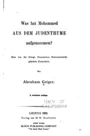 Cover of: Was hat Mohammed aus dem Judenthume aufgenommen? by Abraham Geiger
