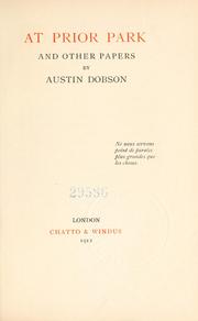Cover of: At Prior Park and other papers by Austin Dobson