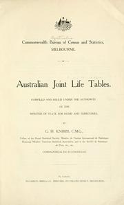 Australian joint life tables by Australia. Commonwealth Bureau of Census and Statistics.
