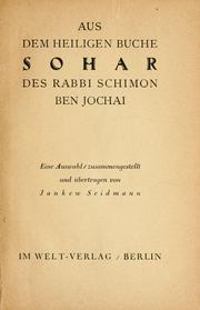 Aus dem heiligen Buche Sohar des Rabbi Shimon ben Jochai