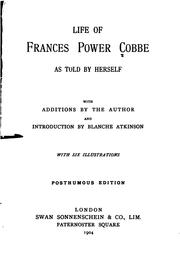 Cover of: Life of Frances Power Cobbe as Told by Herself: As Told by Herself