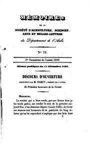 Cover of: Mémoires de la Société académique d'agriculture, des sciences, arts et ...