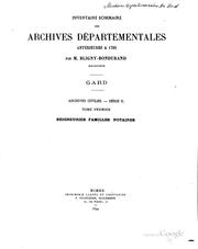 Cover of: Inventaire sommaire des Archives departementales anterieures a 1790: Gard