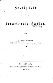 Cover of: Stetigkeit und irrationale Zahlen