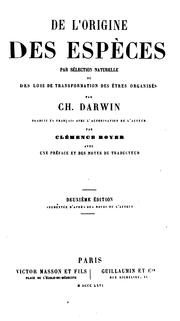 Cover of: De l'origine des espèces, par sélection naturelle ou des lois de transformation des êtres ... by Charles Darwin