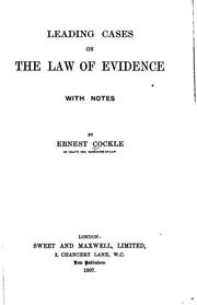 Cover of: Leading Cases on the Law of Evidence, with Notes: With Notes by Ernest Cockle