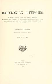 Babylonian liturgies by Stephen Langdon