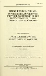 Cover of: Background materials by United States. Congress. Joint Committee on the Organization of Congress.