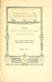 Cover of: Babylonian and Assyrian literature by Epiphanius Wilson