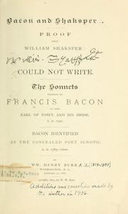 Cover of: Bacon and Shakspere.: Proof that William Shakspere ... could not write.