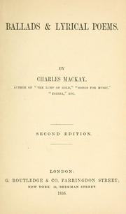 Cover of: Ballads and lyrical poems. by Charles Mackay