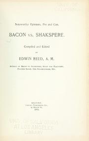 Cover of: Bacon vs. Shakspere by Edwin Reed