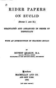 Cover of: Rider Papers on Euclid (books I. and II.) by Rupert Deakin