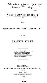 Cover of: The New Hampshire Book: Being Specimens of the Literature of the Granite State ...