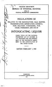Cover of: Regulations 60 relative to the manufacture, sale, barter, transportation ...