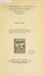 Cover of: The beginnings of New England by John Fiske
