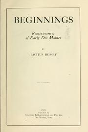 Cover of: Beginnings by Tacitus Hussey