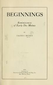 Cover of: Beginnings by Tacitus Hussey