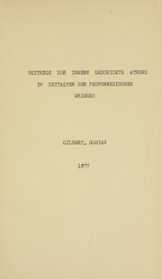 Cover of: Beiträge zur innern Geschichte Athens im Zeitalter des Peloponnesischen Krieges.