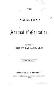 Cover of: American Journal of Education (1855-1882).