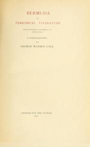 Cover of: Bermuda in periodical literature by George Watson Cole