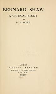 Cover of: Bernard Shaw: a critical study