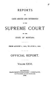 Cover of: Reports of Cases Argued and Determined in the Supreme Court of the State of ...