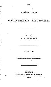 Cover of: THE AMERICAN QUARTERLY REGISTER by B.B EDWARDS