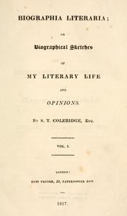 Cover of: Biographia literaria: or, Biographical sketches of my literary life and opinions