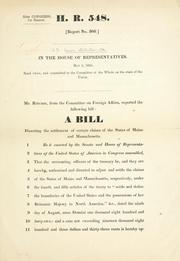 Cover of: A bill directing the settlement of certain claims of the States of Maine and Massachusetts...