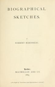 Cover of: Biographical sketches