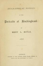 Cover of: Biographical notices of the portraits at Hinchingbrook.