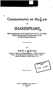 Cover of: Commentaries on the Law in Shakespeare: With Explanations of the Legal Terms Used in the Plays ...