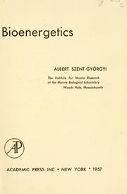 Cover of: Bioenergetics.