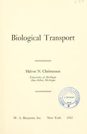 Cover of: Biological transport.