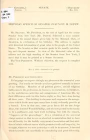 Cover of: Birthday speech of Senator Chauncey M. Depew by Chauncey M. Depew