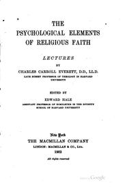 Cover of: The Psychological Elements of Religious Faith: Lectures