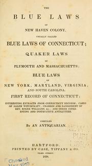 Cover of: The Blue laws of New Haven colony by R. R. Hinman