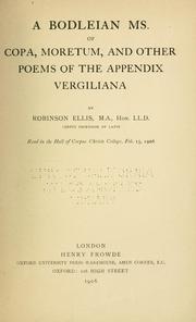 Cover of: Bodleian ms. of Copa: Moretum, and other poems of the Appendix Vergiliana