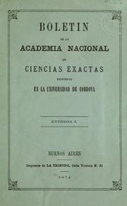Cover of: Boletin de la Academia Nacional de Ciencias