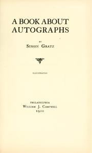 A book about autographs by Gratz, Simon