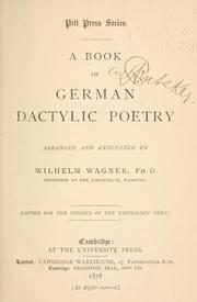 Cover of: A book of German dactylic poetry.